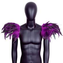 Hombreras de estilo gótico unisex de tamaño mediano con plumas sintéticas negras para fiesta de Navidad roja y carnaval, hechas de fibra de poliéster, perfectas para cosplay - A - Ver 15