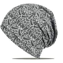 1/8顶 亮丽佩斯利印花宽松针织帽，男女通用，时尚弹力无檐帽，柔软针织帽，癌症主题帽，柔软弹力涤纶针织帽，可机洗，适合教师节、毕业典礼、父亲节等场合，休闲头饰，无檐帽 - 彩色 - 查看 19