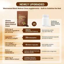 VivoNu Ai Cao Hei Walnut Lilac Capsules, 6600mg Clean, Healthy, And Human Intestinal Protective Supplement, 18 In 1 Herbal Mix, Contains 240 Soft Capsules Of Pumpkin Seeds, Garlic, Oriole, Berberine, Cinnamon, And More - 1袋 - 查看 7