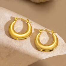 1 par de pendientes de aro con forma de gota simple, pendientes de tono dorado grueso con forma de gota de agua, pendientes en forma de U, pendientes de aro ovalados, joyas ligeras y elegantes para mujer, regalo perfecto para ella