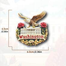 USA Landmark Resin Fridge Magnets Set For Refrigerator Decor, Travel Souvenir Collection, Unique Gift For Friends, Family, Travel Lovers | Home Office Bulletin Board Decoration - Multicolor - View 11