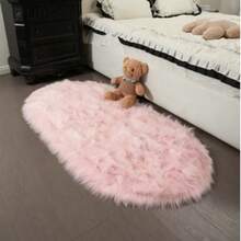 1pc Faux Fur Rug, Multiple Colors Available, 120cm Long X 60cm Wide, Non-Slip, Handwash & Machine Washable, Suitable For Autumn/Winter, Oval Shaped Carpet For Living Room, Bedroom, Bedside, Sofa, Wedding, Christmas, Fireplace, Dining Table, Outdoor Patio, Plush Soft Luxury Home Decor