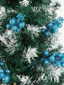 12 piezas - Ramas de bayas artificiales con brillo de color azul cielo, tallos de bayas con brillo para Navidad, bayas artificiales falsas con brillo, ramas de bayas rojas artificiales, decoraciones de árbol de Navidad con núcleo de flor de espuma, para guirnalda de árbol de Navidad, manualidades DIY, decoración de árbol de Navidad