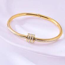 4/1pc Women's Fashion Gold Waist Bracelet, Green Square Diamond, Gold Crescent Moon Bracelet, Gold Egg-Shaped Open Bracelet Inlaid With 18K Gold Zirconia, Luxury Stackable Bracelets, Birthday, New Year, Valentine's Day Gift, Matching Jewelry For Girlfriend, Couple, No Gift Box