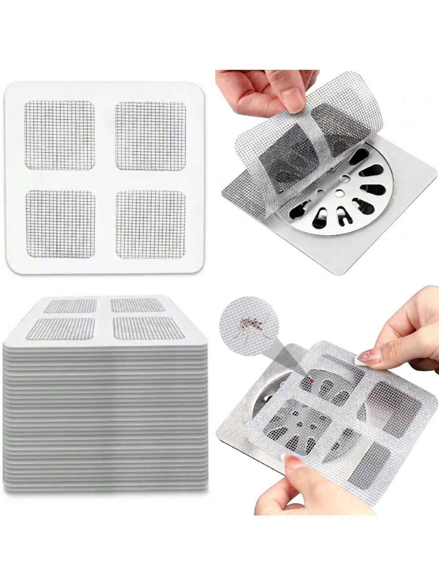 10/30/50/100pcs Drain Cover Stickers, Self-Adhesive Bathroom Hair Catcher, Sink Strainer, Kitchen Anti-Clogging Mesh - Multicolor - View 1