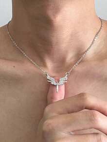 1 件欧美 Ins 风格天使翅膀铜微镶嵌吊坠项链 - 彩色 - 查看 6