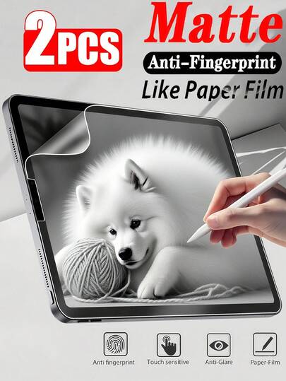 2 piezas de película protectora mate para tableta, antirreflejo, antihuellas dactilares, antirayones, protege la vista, compatible con iPad Air Pro 11 13 5ta/6ta/7ma/8va/9na/10ma/11ma 2025 2024 11 pulgadas 13 pulgadas / compatible con Samsung Galaxy Tab S9 S8 S7 S9FE S10+ S10 FE A9 A9+ S8+ S9+ 12.4 pulgadas / compatible con Xiaomi Redmi / compatible con Huawei Matepad / Honor Office Painting compatible con Apple Pencil Película suave, no de vidrio
