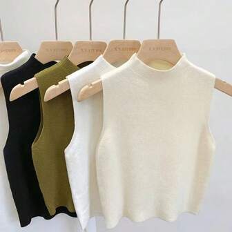 1pc Women's Knitted Faux Collar, Black, White, Beige, Green, Yellow For Dress For Christmas Decor