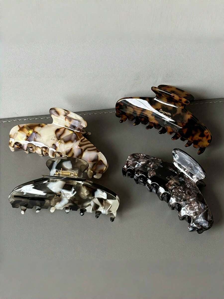 4pcs/1pc Acetate Fiber Hair Clips, Fashionable Acetate Fiber Hair Claws, High-Quality Clips, Nape Hair Clips, Women's Headwear, Hair Accessories, New Design, Warm For Autumn/Winter, Elegant Style, Nape Hair Claws, Suitable For Women And Girls, Holiday Gift, Daily Wear Elegant Claw Clip - Multicolor - View 1