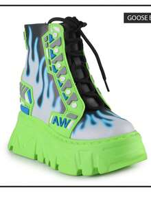 Women's Edgy Frame Print Street Fashion Wedge Platform Sneakers Green  Fashionable    Home  Vacation    All Season - Green - View 7