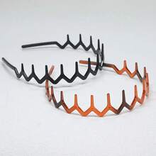1 Or 2 Pack, Fashionable And Simple Wave Tooth Hairband, Women's Hair Hoop, Elegant Plastic Hair Accessory. - 2 Pieces In Amber and Black - View 2