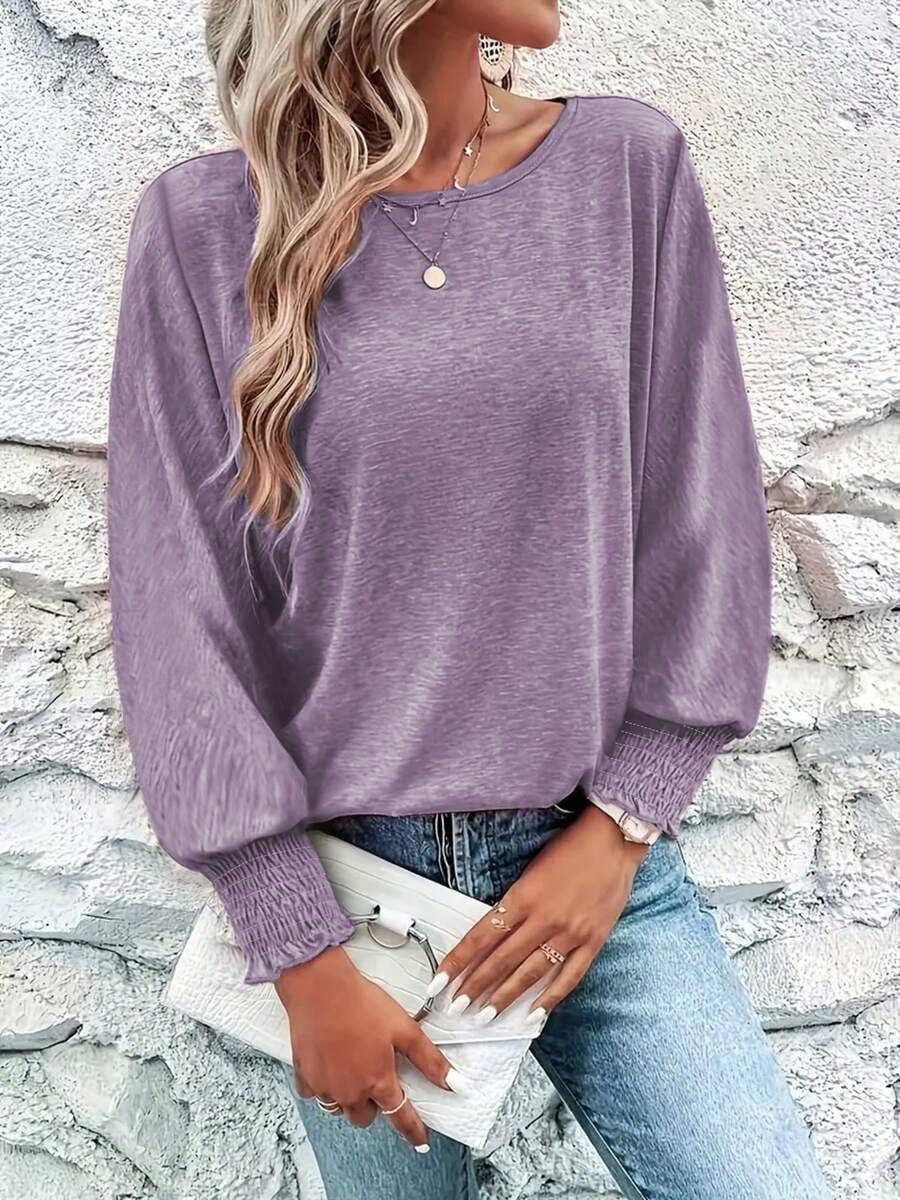 Camiseta básica casual de mujer con pliegues de moda sólida, nueva colección Otoño/Invierno 2025 para salir y vestir en casa