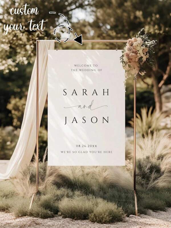 1pc Customized Wedding Welcome Sign, Personalized Wedding Reception Welcome Board, Customizable Text, Poster Or Chalkboard Options, Beautiful Wedding Decor, Unique Gift For Bride, Groom, Friends, Family, Suitable For Weddings, Anniversaries, Birthday Parties