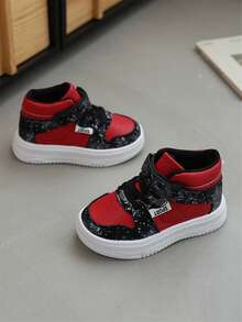 儿童高帮运动鞋，新款秋季时尚运动鞋，韩版男童休闲运动鞋，女童及婴儿白色鞋，婴幼儿运动鞋 - 酒紅色 - 查看 3