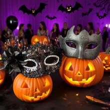 Men Women Masquerade Facewear, Exquisite Glitter Feather Half Face Facewear Halloween Cosplay Headwear - 黑色 - 查看 4