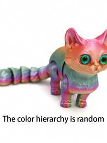 1 件 3D 打印铰链卡通猫雕像，塑料接头可扩展创意桌面装饰，适合卧室、室内使用，无需电源，万圣节/圣诞节眼睛风格随机