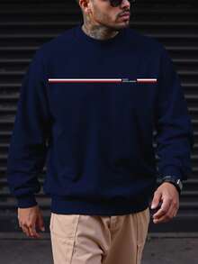 Felpa oversize da uomo, felpa casual da uomo con stampa slogan, girocollo, maniche lunghe, autunno/inverno