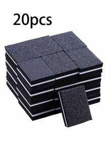 50/20/10 件黑色高密度泡沫块，粒度为 180/100，迷你方形化妆海绵缓冲器，用于美甲造型、抛光和平滑，适合家庭和美容院使用