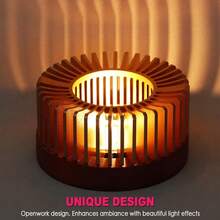 Aluminum Alloy Hollow Frame Tea Pot Warmer With Removable Wooden Base, Suitable For Heating Tea, Coffee, Milk, Food Both Indoor And Outdoor, Also Serves As Decoration - Multicolor - View 7