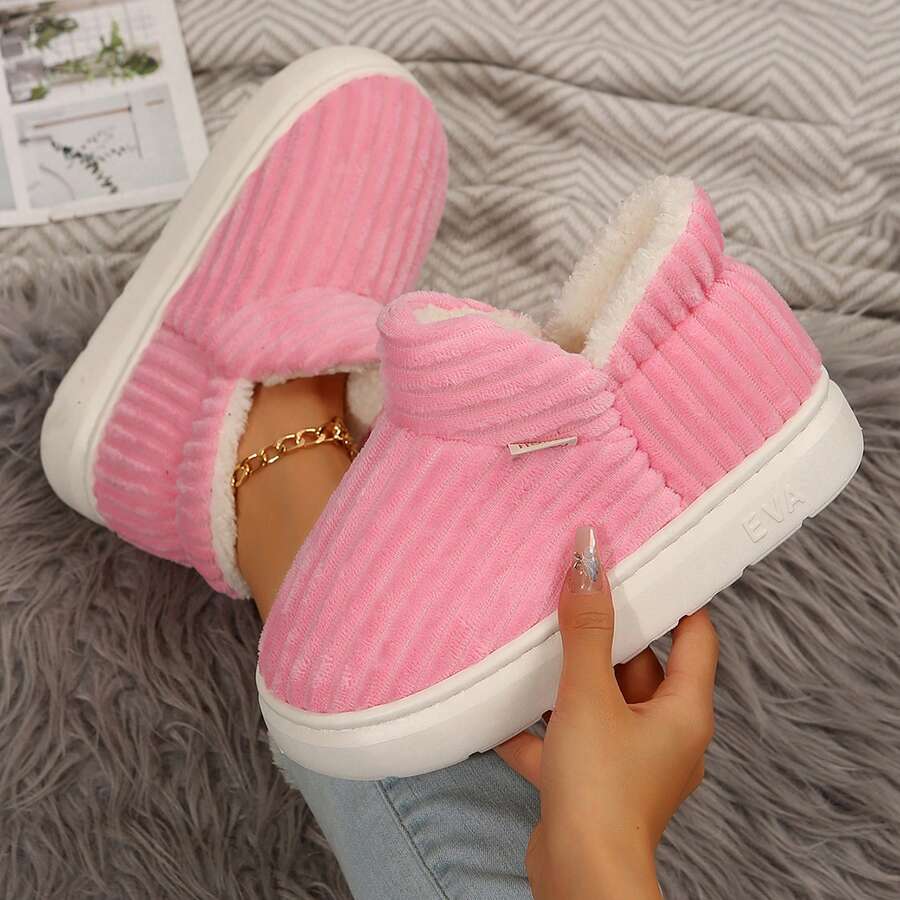 Ultra Soft Indoor Slippers For Women Cozy Cotton House Shoes - Pink - View 1
