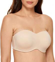 Women's Strapless Bra Minimizer Seamless Underwire Unlined Bandeau For Big Bust - Black - View 1