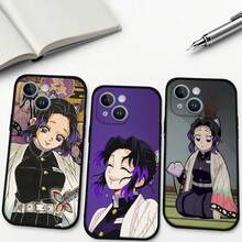 Custodia per iPhone Kimetsu No Yaiba, Custodia per iPhone Kocho Shinobu, Custodia nera per iPhone 16 15 11 13 14Pro Max Plus X Xr Xs Max 12Mini, compatibile con più modelli