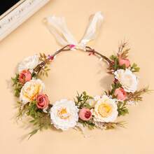 1个粉色玫瑰花波西米亚风新娘花环，浪漫婚礼季装饰，可作皇冠、头饰、头花环、发饰、发圈等。 - 58870 多色 - 查看 2