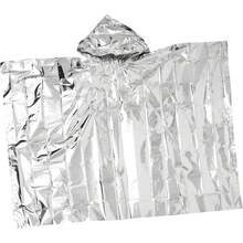 OHPHCALL Impermeable Engrosado 1 Pc Impermeable Poncho De Lluvia Desechable Poncho Para Acampar Hombres y Mujeres Pe Película De Aluminio Aislamiento Cubierta De Lluvia Impermeable Plateado - 1 - Ver 2