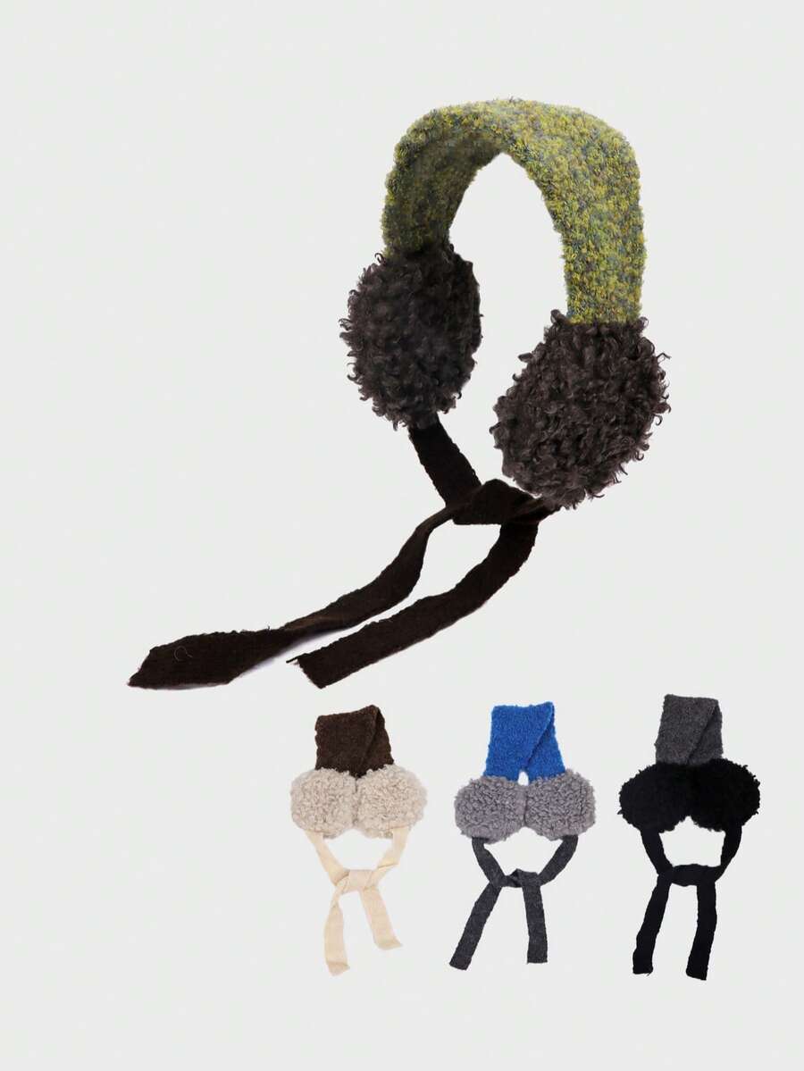 1 Stück zweifarbige Polyester Ohrenschützer, Damen Outdoor Ohrenwärmer, faltbares Stirnband, vielseitiger Nackenwärmer, größere Abdeckung für mehr Wärme, koreanische Mode