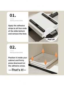 Vassoio estraibile senza foratura - Ripiano scorrevole resistente, organizer salvaspazio per armadi, bagno, sotto il lavello, armadio - Compatibile con ante e cassetti dei mobili, design compatto, costruzione durevole, essenziale per gli abitanti di appartamenti