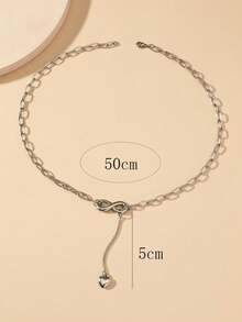 1pc Solid Heart Shaped Pendant Necklace, Suitable As A Gift For Teens - one-size - View 9