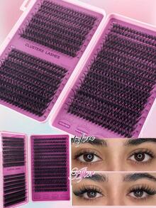 640pcs/Set Personal False Eyelashes Kit, High Density 30D+40D+50D, 8-16mm, DIY Eyelash Set, Super Dense, Natural, Super Soft, Super Lightweight, Reusable, Single Strand Faux Mink Eyelashes, Eyelash Extension Kit, Suitable For Home, Daily Life, Wedding, Date, Party, Music Festival, Christmas And Other Occasions, Individual Lashes, Cluster Lashes, Eyelashes - 彩色 - 查看 5