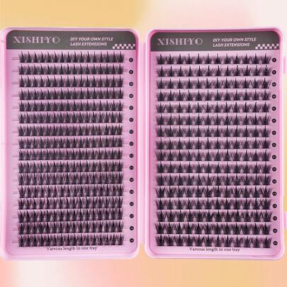 448 piezas/32 pares de grupos de pestañas postizas de estilo de dibujos animados, grupos de pestañas postizas de estilo anime, pestañas postizas de efecto de maquillaje natural, grupos de pestañas postizas de estilo de hadas, adecuadas para principiantes, convenientes de transportar, reutilizables, adecuadas para salidas, vacaciones, maquillaje diario, cosplay, maquillaje completo y uso diario