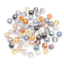 1 pieza de cuentas de vidrio redondas facetadas de 8 mm con agujero medio, de unicolor transparente y colorido con acabado electrochapado AB, para hacer pulseras, collares, cadenas de teléfono, llaveros, colgantes de coche y otros accesorios DIY - Bola de flores de 8 mm - Ver 7