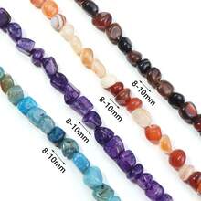 Aproximadamente 45 piezas de cuentas de piedra ovaladas asimétricas naturales surtidas, cuentas sueltas de cristal de ágata vintage de estilo informal para hacer joyas, pulseras, collares, colgantes y decoración - Multicolor - Ver 12