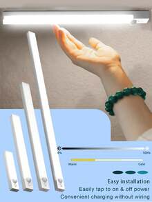 50cm /10cm/20cm/30cm/ Striscia luminosa a LED bianca USB con sensore di movimento - Perfetta per armadi, guardaroba e corridoi, Striscia luminosa a LED con sensore di movimento senza fili per sottopensile, Lampada notturna magnetica ricaricabile per corridoio, cucina, mensola dell'armadio, decorazione per la casa