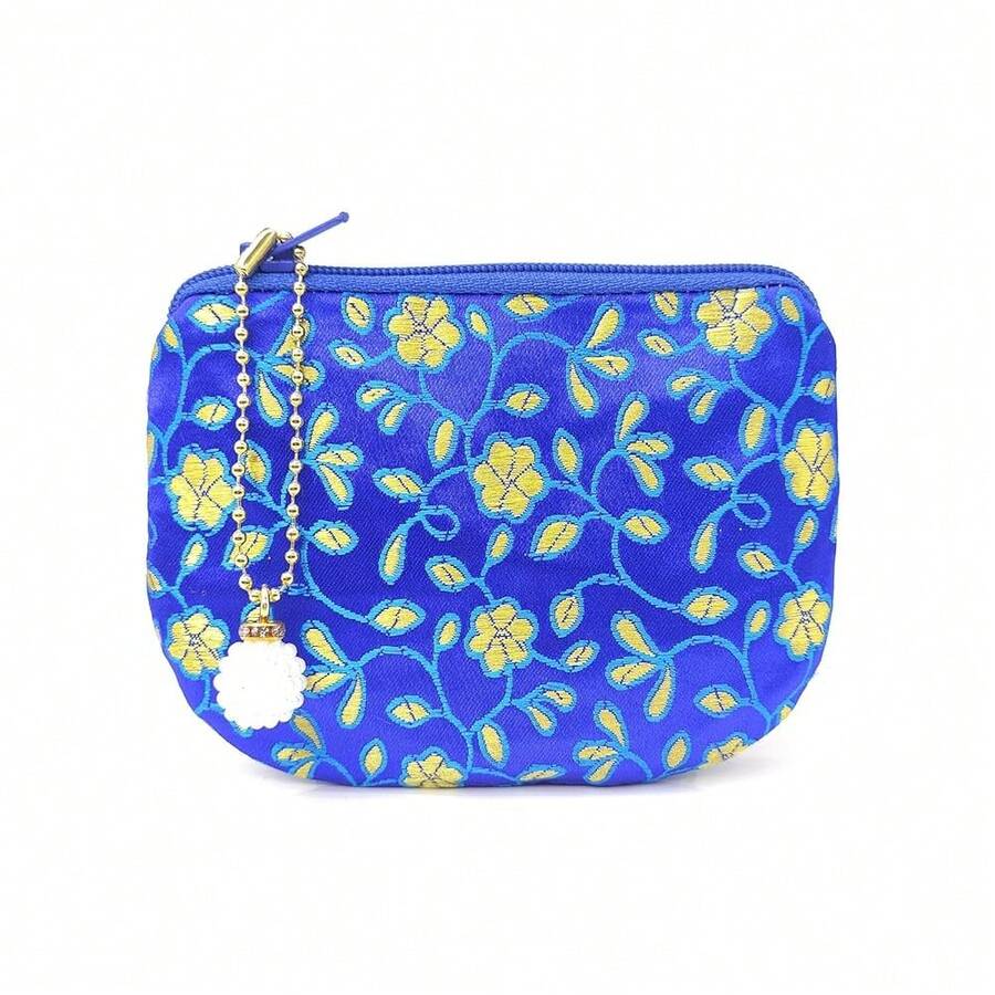 Handmade Coin Purse Brocade Zipper Wallet Rosary Pouch Women Silk Jewelry Bag - Green-9046 - 多色9 - 查看 1