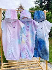 1 Piece Microfiber Hooded Towel Robe For Kids, Zip Up Swim Beach Cover Up For Girls Boys, Cute Mermaid, Cat, Manta Ray Patterns, Surf Poncho Changing Bath Towel