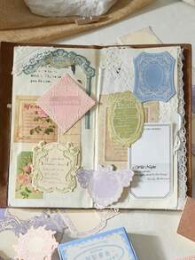 30pcs/Box Vintage Minimalist Boxed Embossed Decorative Paper, Scrapbooking Supplies, Specialty Paper, Thick Cardstock, Artistic Embossed Diary & Journal Craft Material, DIY Background - Multicolor - View 10