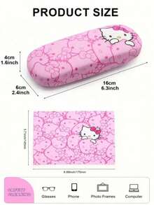 1pc Sanrio Hello Kitty Pink Eyeglass Case - Cute Cat Print, Faux Leather, Durable & Portable Eyewear Storage Box, Includes Cleaning Cloth, Suitable For Eyeglasses, Holiday, Birthday, Christmas Gifts - Multicolor - View 13