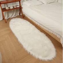 1pc Fluffy Rug, Multiple Colors Available, 180cm Long X 60cm Wide, Non-Slip, Hand/Machine Washable, Suitable For Autumn/Winter, Oval Shape Carpet For Living Room, Bedroom, Bedside, Sofa, Wedding, Christmas, Fireplace, Dining Table, Outdoor Patio, Plush Soft Luxury Home Decor Kitchen Rug