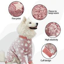 Pyjama en peluche pour chien pour temps froid, vêtements pour 4 pattes. Vêtements d'hiver pour chiens de petite, moyenne et grande taille avec pieds. Combinaison d'hiver douce et chaude pour animaux de compagnie - Rose pâle - Voir 3
