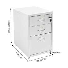 3-Drawer Vertical File Cabinet - Metal Mobile Filing Cabinet With Lock, Fits Letter, Legal, And A4 Size Documents, For Home Office Use (White) - White - View 2