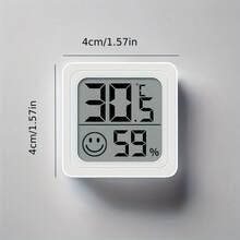 4 pièces Thermomètre hygromètre numérique d'intérieur, moniteur de température et d'humidité en plastique alimenté par pile bouton, à usage unique, convient pour la maison et la voiture, adulte - non rechargeable - Thermomètre blanc - Voir 5