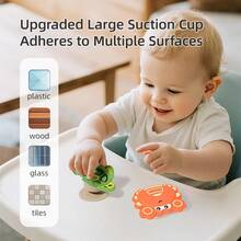 3 Piecesnovelty Rotating, Interactive Rotating Toys, Rotating Interesting Sucker High Chair And Bathtub Star, Crab And Turtle Design Children's Sensory Development And Travel Fun Children's Bathroom Toys, Birthday Gifts