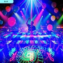 Oświetlenie dyskotekowe, oświetlenie imprezowe DJ-a, pilot z aktywacją dźwiękiem, obsługa DMX. Nadaje się do występów scenicznych, tworzenia atmosfery, dekoracji na imprezy, do barów, klubów KTV, na przyjęcia urodzinowe, Boże Narodzenie, Halloween, Walentynki, jako prezent noworoczny.