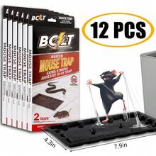 High-Efficiency Sticky Mouse Traps (8/12-Pack) | Super Strong Adhesive Glue Boards For Mice, Cockroaches, Spiders & Insects ,  Indoor/Outdoor Use & Easy To Install