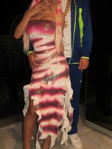 Women Summer Long Bandeau Dress Off Shoulder Strapless Slim Striped Tube Top Dress