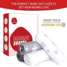 摇篮床单套装（2 件装）（32 英寸 X 16 英寸）适用于 AirClub、Baby Delight、Dream On Me、Koola Baby、AMKE 和其他矩形摇篮床垫