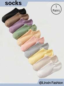 10 Paar Candy-Farben Dopamin gestreifte Damen Knöchelsocken, leicht, modisch, vielseitig, atmungsaktiv, geruchsresistent